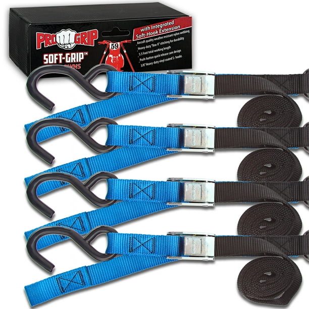 Progrip Powersports Motorcycle Soft Loop Tie Down Straps Lab Tested 4 Pack Blk